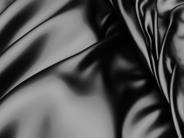 Soyut arka plan lüks kumaş dalgaları. Koyu dalgalı yumuşak kırışık kumaş. 3d resimleme