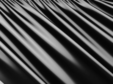 Soyut arka plan lüks kumaş dalgaları. Koyu dalgalı yumuşak kırışık kumaş. 3d resimleme