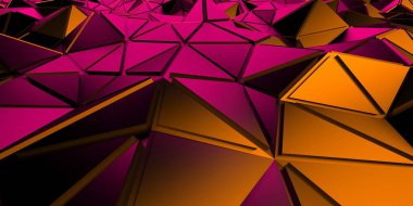 Üçgen Poligon Renkli Soyut Fütürist Arkaplan. 3d Hazırlama