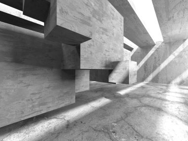 Dark Beton Duvar Mimarisi. Boş Oda. 3d Görüntüleme