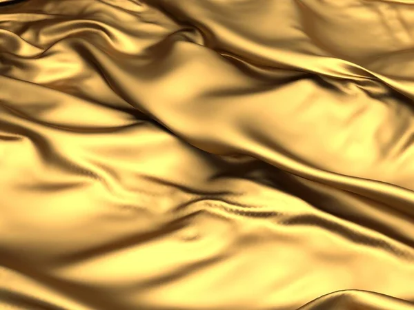 Arany Szövet Selyem Háttér Sárga Szatén Hullámos Textúra Rendezés Illusztráció — Stock Fotó