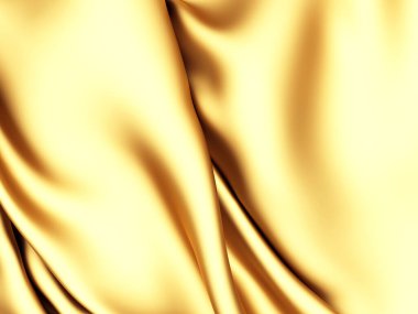 Altın ipekten zarif bir arka plan. Kumaş dokusu. 3d resimleme