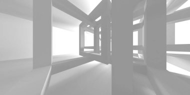 Aydınlatılmış koridor iç tasarımı. Boş Oda İç mimarisi. 3 Boyutlu Hazırlama