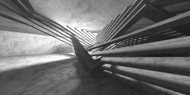 Soyut mimari arka plan. İçi boş beton döşeme. 3d hazırlayıcı