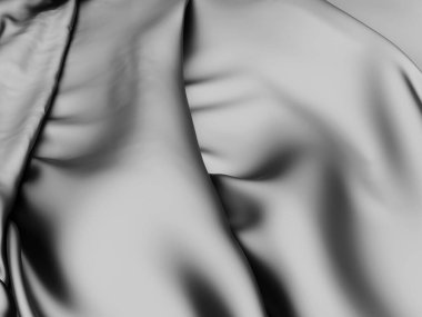 Soyut arka plan lüks kumaş. Pürüzsüz siyah ipek ya da saten kumaş. 3d resimleme