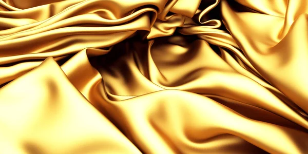 Goldene Seide Eleganten Hintergrund Textur Des Gewebes Darstellung — Stockfoto