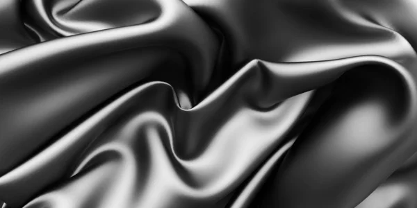 Fond Abstrait Tissu Luxe Texture Lisse Élégante Soie Noire Satinée — Photo