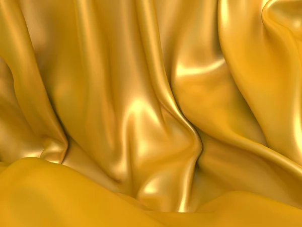 Złoty Jedwab Eleganckie Tło Tekstura Tkaniny Ilustracja Renderowania — Zdjęcie stockowe