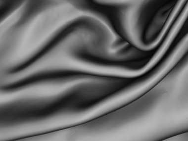 Soyut arka plan lüks kumaş. Pürüzsüz siyah ipek ya da saten kumaş. 3d resimleme