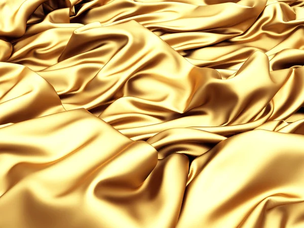 Gyllene Silke Elegant Bakgrund Textur Tyg Återgivning Illustration — Stockfoto