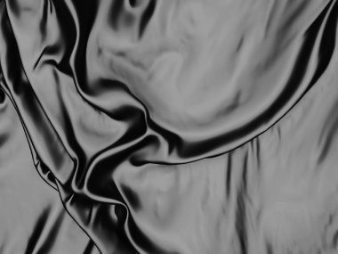 Soyut arka plan lüks kumaş dalgaları. Koyu dalgalı yumuşak kırışık kumaş. 3d resimleme