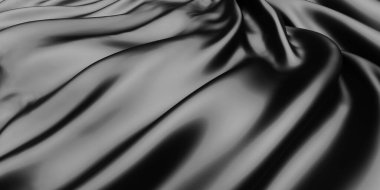 Soyut arka plan lüks kumaş dalgaları. Koyu dalgalı yumuşak kırışık kumaş. 3d resimleme