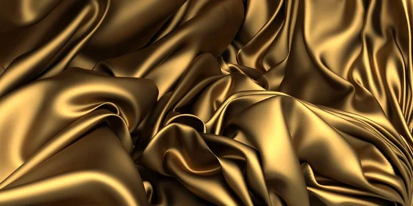 Golden Tubes Metallic Wavy Background Render Illustration — Stock Photo, Image