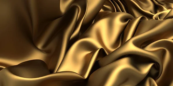 ゴールデンチューブ金属波背景 3Dレンダリング図 — ストック写真
