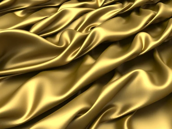 ゴールデンチューブ金属波背景 3Dレンダリング図 — ストック写真