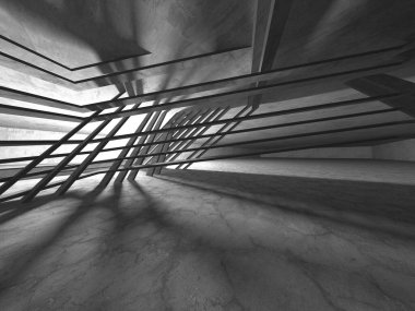 Soyut mimari arka plan. İçi boş beton döşeme. 3d hazırlayıcı