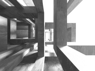 Soyut mimari arka plan. İçi boş beton döşeme. 3d hazırlayıcı