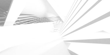 Soyut Beyaz Mimari Tasarım Konsepti. 3d Görüntüleme