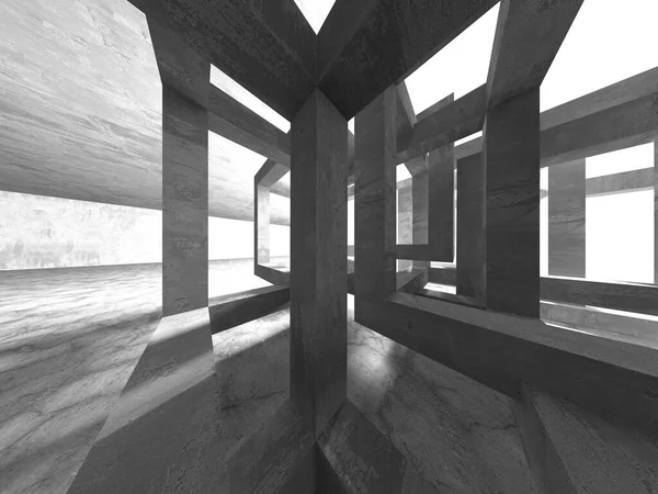 Αφηρημένη Αρχιτεκτονική Εσωτερικό Φόντο Κενό Τσιμεντένιο Δωμάτιο Απόδοση — Φωτογραφία Αρχείου