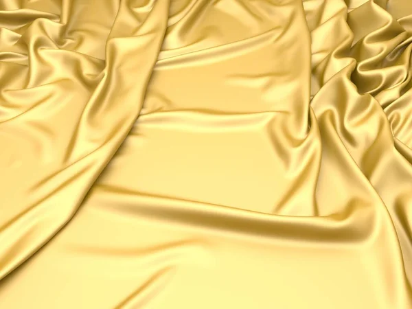 Złoty Jedwab Eleganckie Tło Tekstura Tkaniny Ilustracja Renderowania — Zdjęcie stockowe