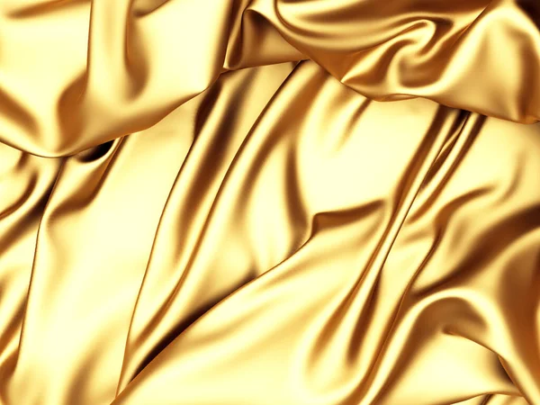 黄金の絹のエレガントな背景 生地の質感 3Dレンダリング図 — ストック写真