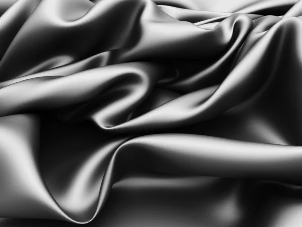 抽象的な背景豪華な布 滑らかなエレガントな黒のシルクやサテンのテクスチャ 3Dレンダリング図 — ストック写真