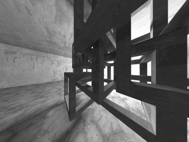 Soyut mimari arka plan. İçi boş beton döşeme. 3d hazırlayıcı