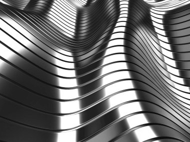 Metalik, soyut, dalgalı sıvı arka plan. 3d resimleme