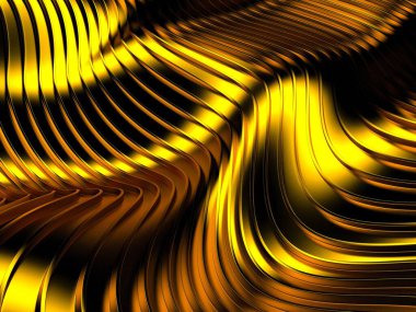 Altın soyut dalgalı sıvı arka plan. 3d resimleme