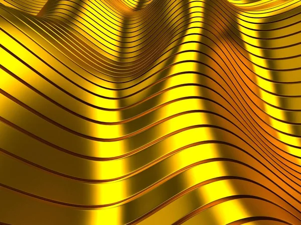 Fundo Líquido Ondulado Abstrato Dourado Renderizar Ilustração — Fotografia de Stock