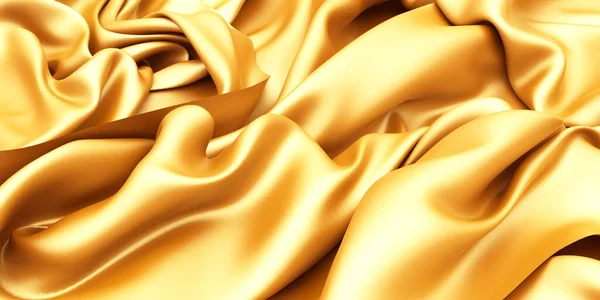 Golden Silk Elegant Background Texture Fabric Render Illustration — Stock Photo, Image