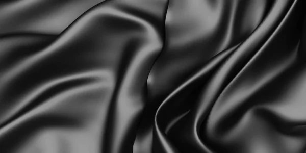 Abstract Background Luxury Cloth Smooth Elegant Black Silk Satin Texture — Stock Photo, Image