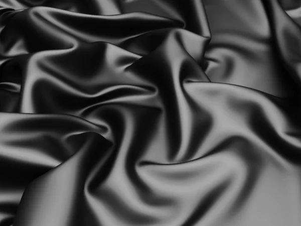 Abstracte Achtergrond Luxe Doek Gladde Elegante Zwarte Zijde Satijnen Textuur — Stockfoto