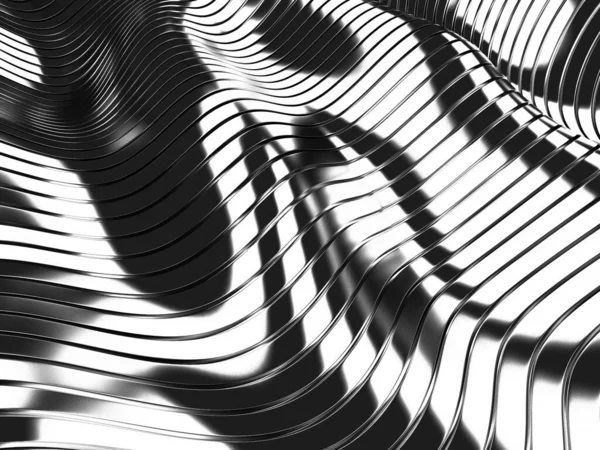 Abstrato Metálico Fundo Líquido Ondulado Renderizar Ilustração — Fotografia de Stock