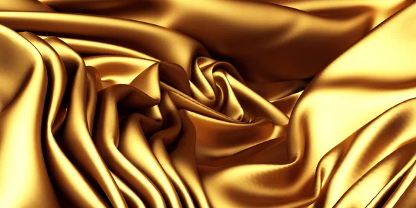 黄金の絹のエレガントな背景 生地の質感 3Dレンダリング図 — ストック写真