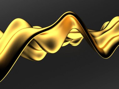 Altın soyut dalgalı sıvı arka plan. 3d resimleme