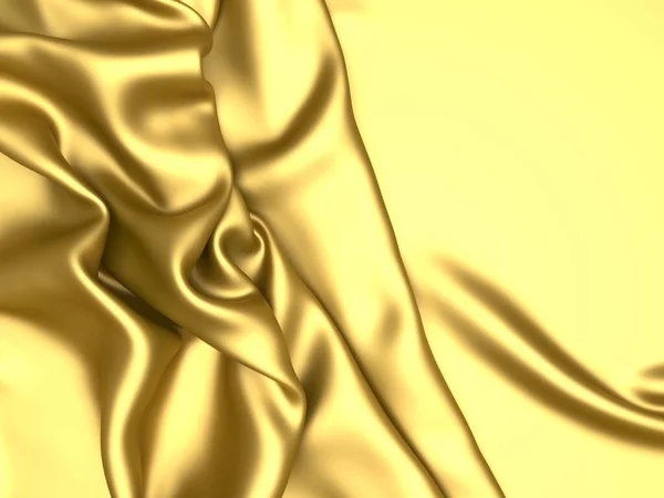 Fundo Seda Tecido Dourado Textura Ondulada Cetim Amarelo Renderizar Ilustração — Fotografia de Stock