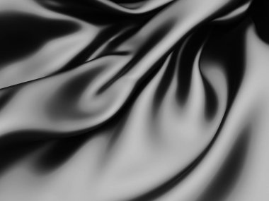 Soyut arka plan lüks kumaş dalgaları. Koyu dalgalı yumuşak kırışık kumaş. 3d resimleme