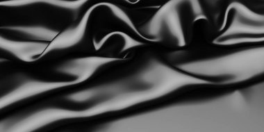 Soyut arka plan lüks kumaş dalgaları. Koyu dalgalı yumuşak kırışık kumaş. 3d resimleme