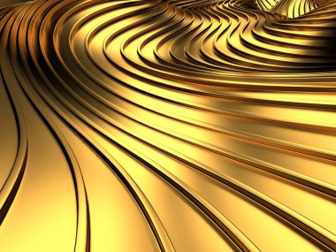 Altın soyut dalgalı sıvı arka plan. 3d resimleme