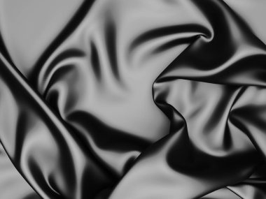 Soyut arka plan lüks kumaş dalgaları. Koyu dalgalı yumuşak kırışık kumaş. 3d resimleme