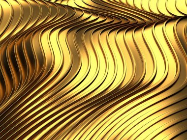 Altın soyut dalgalı sıvı arka plan. 3d resimleme