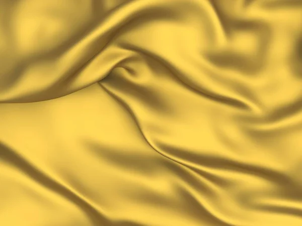 Fundo Seda Tecido Dourado Textura Ondulada Cetim Amarelo Renderizar Ilustração — Fotografia de Stock