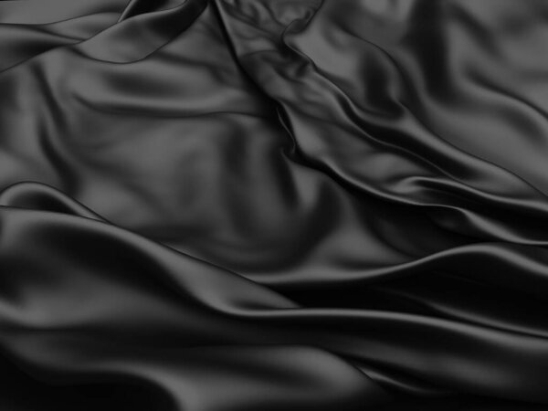 Abstract background luxury cloth waves. dark wavy soft wrinkled fabric. 3d render illustration