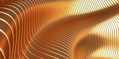 Altın soyut dalgalı sıvı arka plan. 3d resimleme