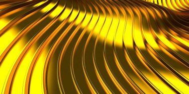 Altın soyut dalgalı sıvı arka plan. 3d resimleme