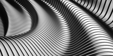 Metalik, soyut, dalgalı sıvı arka plan. 3d resimleme