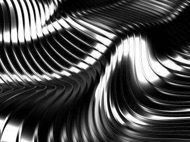 Metalik, soyut, dalgalı sıvı arka plan. 3d resimleme