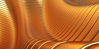 Altın soyut dalgalı sıvı arka plan. 3d resimleme