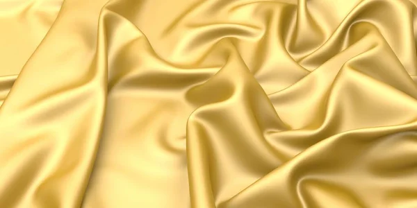 Zlaté Hedvábí Elegantní Pozadí Struktura Tkaniny Vykreslení Ilustrace — Stock fotografie